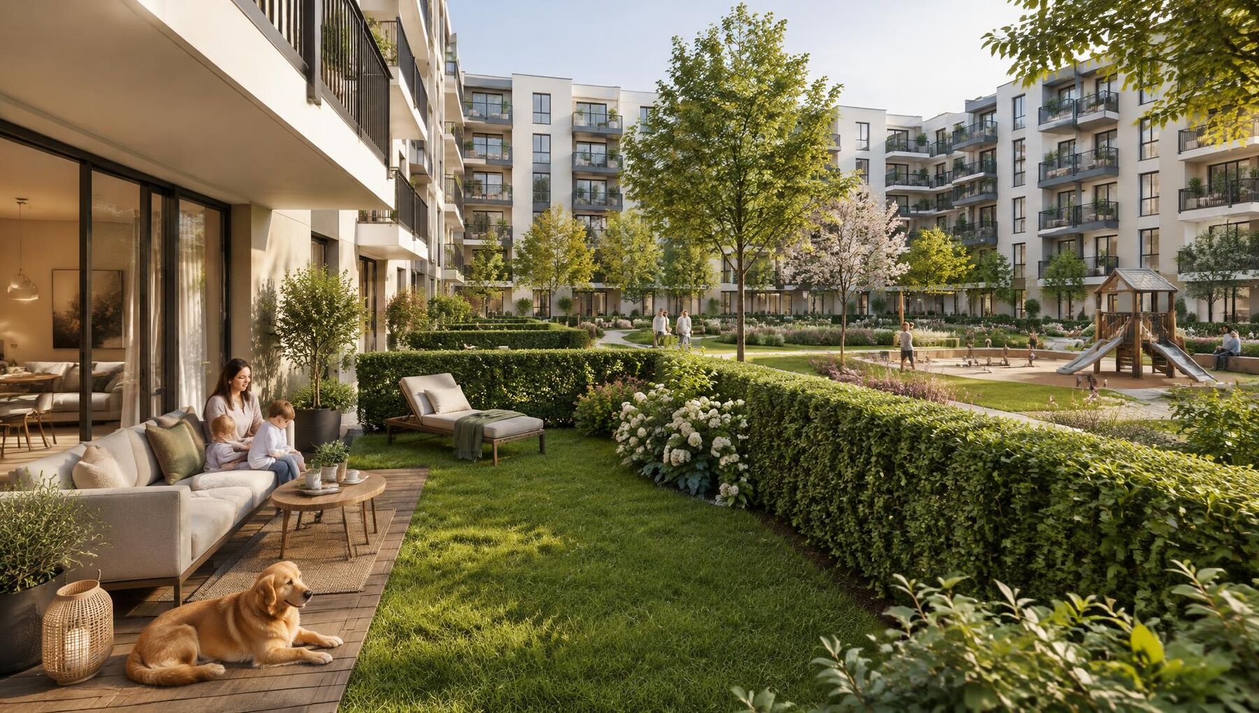 Apartamente cu grădină privată la parter